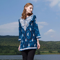 Wild People Small Accessories National Wind Clothing India Wind Blouse Women Pure Cotton Pure Handmade Embroidered National Wind Spring Autumn Thin