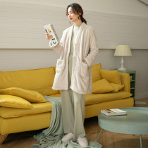 Yituna Soft cotton heart moon clothes autumn and winter cotton postpartum plus velvet thick feeding nursing pajamas