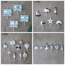 Mediterranean style decoration Single hook Wooden coat hook Entrance clothing store creative wall hanging decoration Door hanging decoration