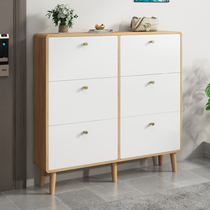 Ultra-thin shoe cabinet solid wood home doorway modern minimalist small household type entry door hall cabinet tipping bucket Nordic assembly