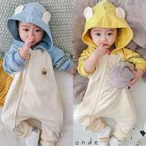 Baby one-piece clothes 8 outside wear 7 outing clothes 6 zipper rompers 5 months baby spring clothes male three months spring and autumn spring