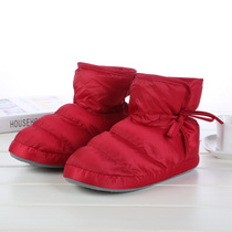 High down cotton shoes non-slip couples cotton slippers womens home indoor silent cotton boots to keep warm maternal confinement