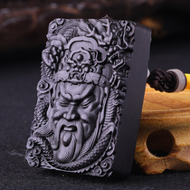 Ebony wood carving Yi Bo Yuntian Guan Gong hand pieces Guan Yu Wen play solid wood car pendant crafts collection play