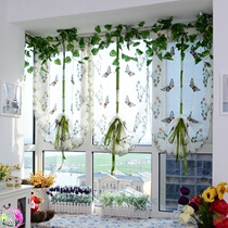 Pastoral wind curtain fabric self-adhesive non-perforated installation 2021 New Fashion restaurant kitchen curtain ins Wind