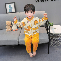 Boys flannel pyjamas autumn winter warm children thickening coral velvet split boy baby winter home clothing