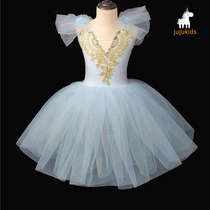 Childrens new ballet fluffy soft yarn long skirt shoulder yarn princess skirt female practice clothing professional stage performance costume