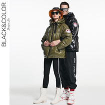 Couples down jacket womens 2020 new winter short bread suit bright black light men and women with the same jacket
