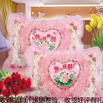 Handmade cross stitch pillow couple couple married ten high-grade pillowcase own embroidered double line New 2019 8