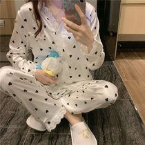 Pajamas Woman Spring and Autumn Han Edition of ice filament lace lace lace lace lace lace two pieces of suit summer thin home clothes