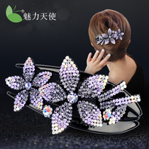 Hairpin female Korean duckbill clip headdress plate hair back of the head large mother grab clip rhinestone hairpin flower top clip