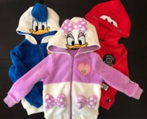 Export Japanese autumn and winter New Men and women baby hooded coral velvet coat Donald Duck McQueen 80-130