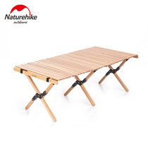 Solid Wood Portable Egg Roll Table Outdoor Self Driving Tour Camping Multifunction Picnic Folding Table Small Family Style Strip Short Table