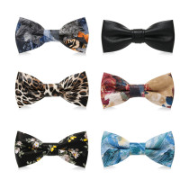 Korean version of PU leather bow tie male wedding groom best man wedding dress shirt British dog pet personality tide flower