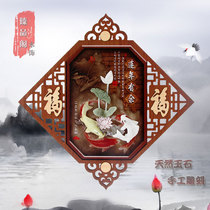 Chinese living room decoration painting jade carving TV background wall pendant Dongyang antique wood carving wall-mounted three-dimensional relief painting