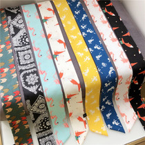 Small silk scarves womens spring and autumn Korea Joker thin narrow long scarf scarf belt ribbon bag decorative printed ribbon