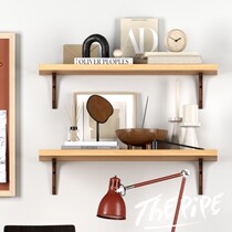 Log one-shaped partition solid wood laminate storage board living room wall shelf walnut bracket kitchen shelf