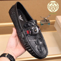 2021 new bean-bean shoes lacquered leather trendy sloth Han version mens shoes European station luxury brand genuine leather One foot pedal