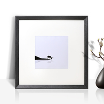 Square photo frame hanging wall frame mounting 40 × 40 ink Chinese painting solid wood simple frame customized any size