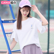 2020 new summer girls junior high school students short sleeve girls Korean White slim cute T-shirt hipster
