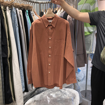 Shirt man long sleeve tide autumn loose ANAN Korea East gate men and women with the same front short rear long lining clothes