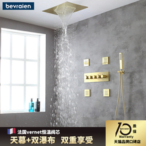 bevraien wire golden wall-style hot melt hidden secretly in constant temperature shower double waterfall suction roof