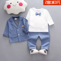 Boy baby suit three-piece set 0 small boy handsome childrens suit spring and autumn new baby 0-1-5 years old