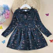 Spring and Autumn Winter Childrens skirt princess dress girl dress Korean version plus velvet thickened floral skirt with bottom skirt