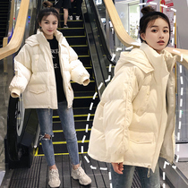 Short down duvet cotton clothing Women in Korean version loose 2022 Winter new cotton padded jacket 100 lap thickened Even hat bread jacket jacket