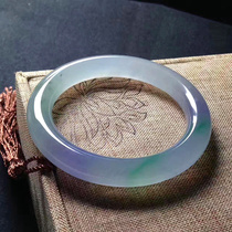 Natural ice species floating flower jade bracelet round bar old pit Burmese violet positive circle jade bracelet pendant with certificate