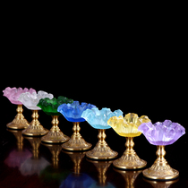 Ancient Method Glazed High Foot Lotus Candle Holder 4 Hours Bronze Lotus Lamp Holder Seven Colorful Candle Lamp Holder for Foghee Oil Lamp holder