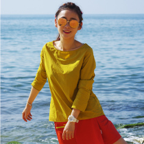 (Special clearance) Outdoor quick-drying clothes womens long sleeves quick-drying T-shirt with a word collar loose elastic sports T