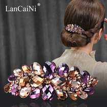 Crystal hairpin Back of the headdress Korean temperament leaf rhinestone half tie hair ponytail spring mom hair clip top clip