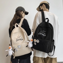 Waterproof canvas backpack female 2021 New Harajuku college style junior high school students schoolbag male travel backpack