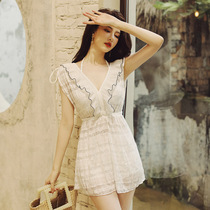 Spa swimsuit Womens three sets Split Hood Shirts High Waist Flat Corner Bikini Sexy Poly to Hide The Belly Fairy