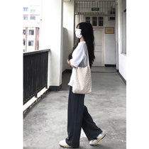 Drag Lean Broadlegged Pants Woman 2022 Summer High waist pituitary pants Pants Casual Little Subsuit Pants Advanced