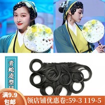 Ancient costume modeling wig green snake white snake imitation makeup hair three ring sideburns Demon Jay bag Republic of China Shanghai volume bangs