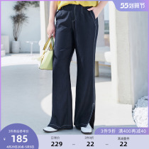 MSShe big code womens dress 2022 new summer clothes fat mm breathable light slim man cotton denim open fork wide leg trousers