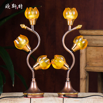 Osterford front glazed lotus lanterns for Buddha lights led long Ming lanterns Buddha Hall home plug-in lotus lanterns