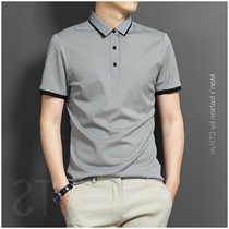 Mercerized cotton short sleeve T-shirt mens Tide brand solid color lapel shirt mens trend Joker polo shirt summer coat men