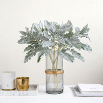 ladylike silver leaf chrysanthemum horn leaf simulation green plant wall decoration fake flower ornaments Mint Leaf Vase Nordic