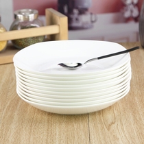 Pure white plate Dish Home 10 bone china plate porcelain plate white porcelain plate white porcelain pure white tableware deep plate creative simplicity