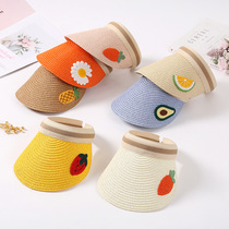 Cartoon fruit empty hat childrens top sun hat childless sun hat childlike embroidery sun hat Korean version out to play hat