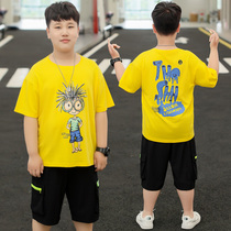 Ji sheep fat childrens clothing boy plus fat increase summer clothes tide big children short sleeve t-shirt two sets 2021 summer