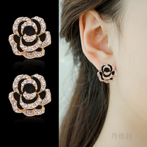 2022 New Earnail Mountain Tea Flower Earrings Temperament Ear Button Fashion Ear Decorated Woman Solid Rose 925 Pure Silver Needle