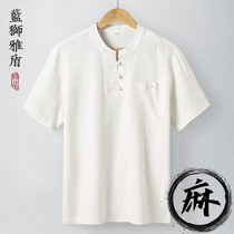 Summer dad summer short sleeve T-shirt middle-aged men loose middle-aged and elderly Ice Silk linen 50-year-old clothes summer