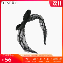 Shine Xuanzi jewelry female net red femininity Pearl headdress Lace Polka dot hair hoop bow Black hair clip