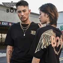 boylondon short sleeve men fashion hot stamping LOGO printing trend loose T-shirt B193NC100302