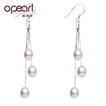 opearl jewelry pearl earrings womens 925 silver long tassel earrings Japanese and Korean fashion