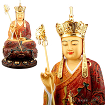 Taiwan pure copper gilt Tibetan King Bodhisattva Baohua bronze sculpture painted Ksitigarbha statue Sansheng Buddha statue ornaments