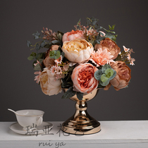 Upscale retro peony peony Peony Sample Plate Room Table Flowers Fake Flowers Emulated Flower Pendulum Pieces Living-room Silk Floral Decoration Furnishing